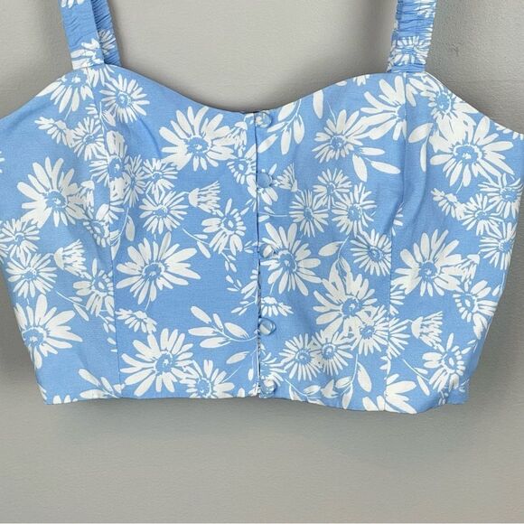 Zara Floral Crop Top & Shorts 2 Piece Set Size Large NWT - Picture 4 of 9